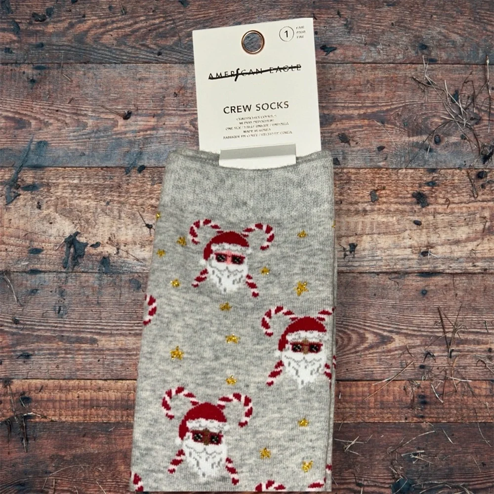 NWT America Eagle Santa candy, cane Crew Socks one size 🎅🏽